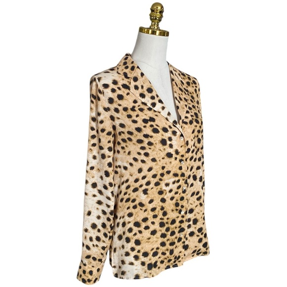 ARITZIA WILFRED Free Light Brown Leopard Print Long Sleeve Women's Blouse Size S - Picture 6 of 11